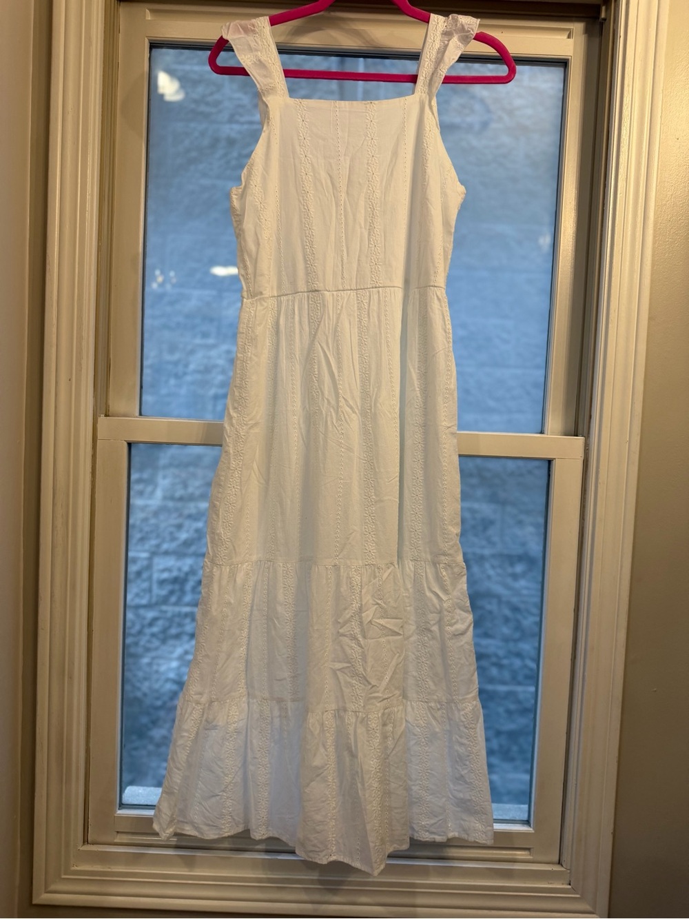 art class White Eyelet Maxi Dress with Square Neck